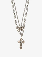 Social Collision Butterfly Cross Layered Necklace