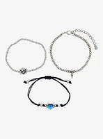 Social Collision Blue Heart Skull Bracelet Set