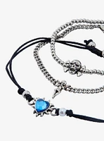 Social Collision Blue Heart Skull Bracelet Set