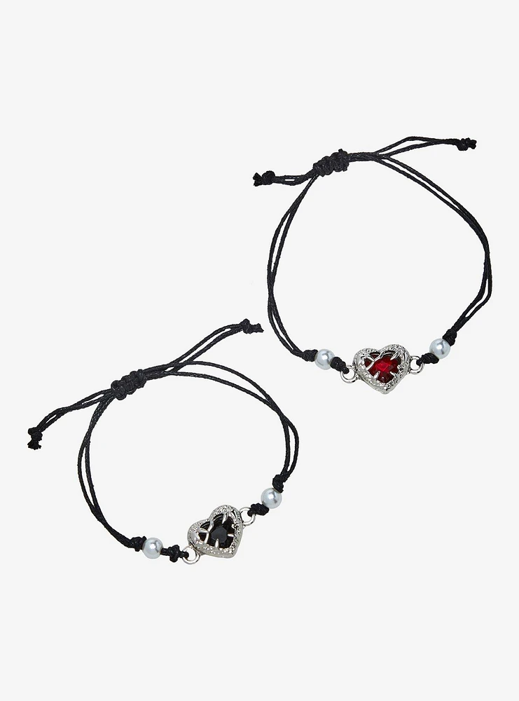 Social Collision Heart Gem Best Friend Cord Bracelet Set