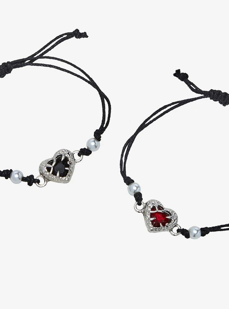 Social Collision Heart Gem Best Friend Cord Bracelet Set