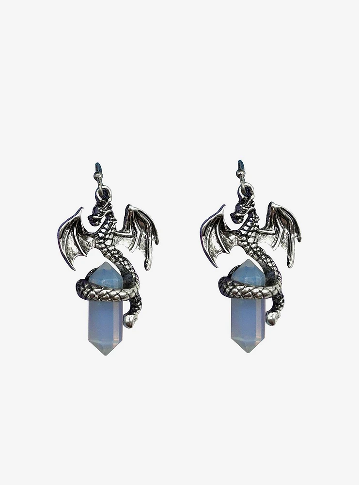 Cosmic Aura Dragon Wrapped Faux Crystal Drop Earrings