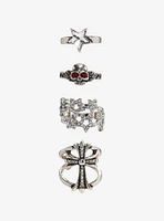 Social Collision Skull Star Cross Ring Set