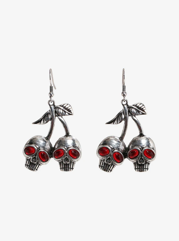 Social Collision Skull Cherry Drop Earrings