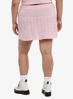 Sweet Society Pastel Pink Cable Knit Heart Mini Skirt Plus