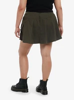 Thorn & Fable Army Green Cargo Pocket Pleated Skirt Plus