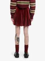 Thorn & Fable Burgundy Velvet Lace-Up Skater Skirt