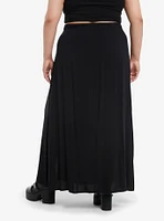 Cosmic Aura Black Grommet Tape Maxi Skirt Plus