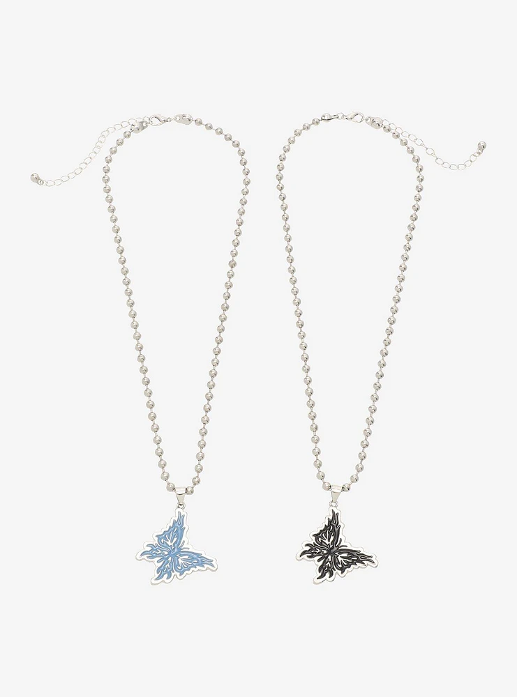 Social Collision Metal Butterfly Best Friend Necklace Set