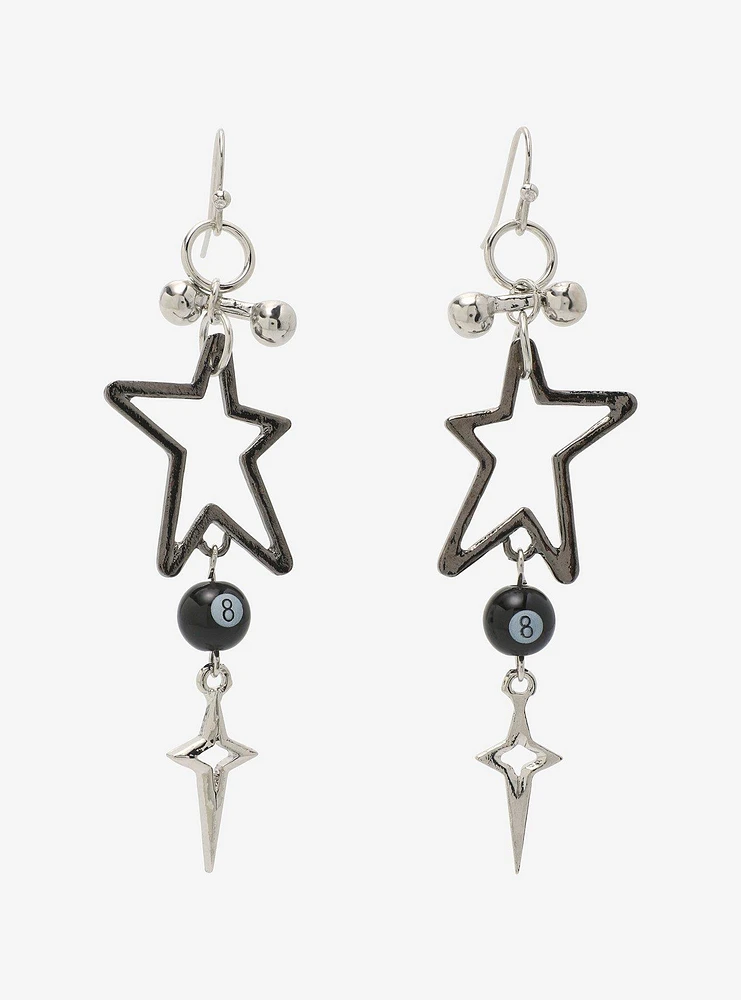 Social Collision Star Pendant 8 Ball Earrings