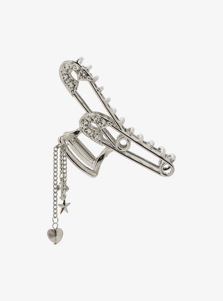 Social Collision Safety Pin Charm Claw Hair Clip