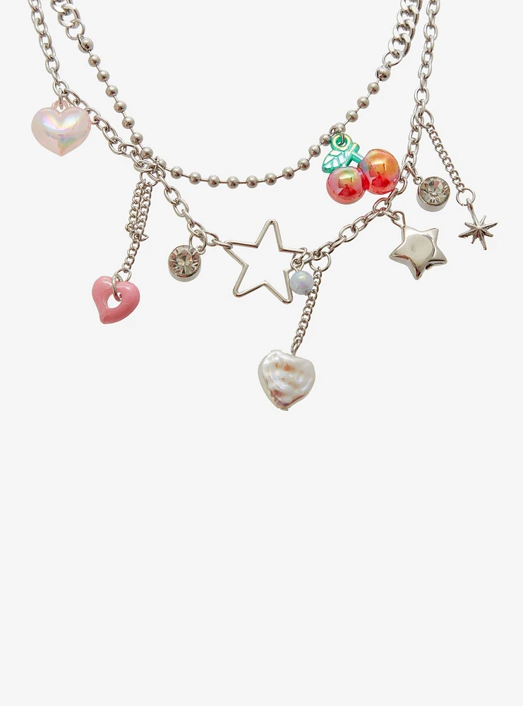 Sweet Society Cherry Heart Star Layered Necklace