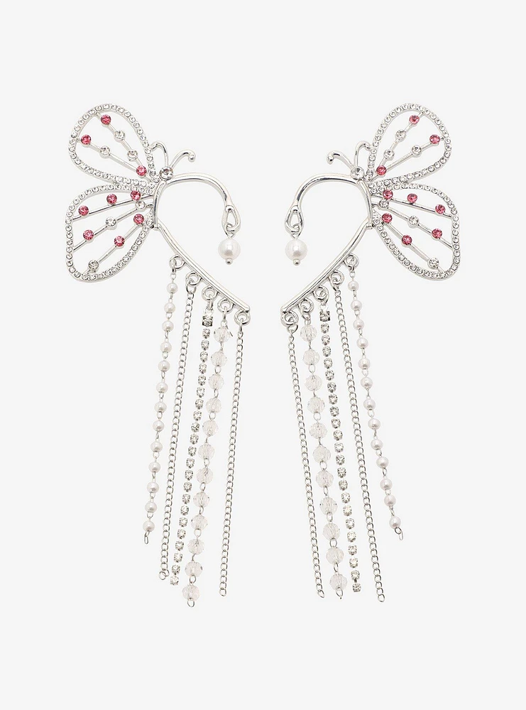 Sweet Society Butterfly Rhinestone Chain Ear Cuff Set