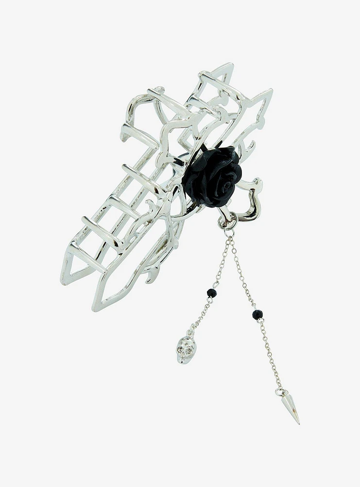 Social Collision Cross Rose Thorn Claw Hair Clip