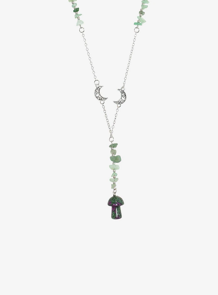 Thorn & Fable Mushroom Moon Green Crystal Necklace