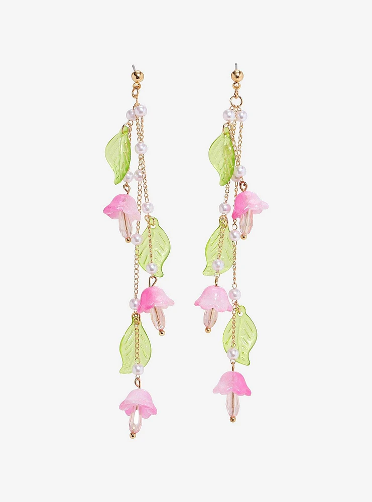 Thorn & Fable Pink Floral Drop Earrings