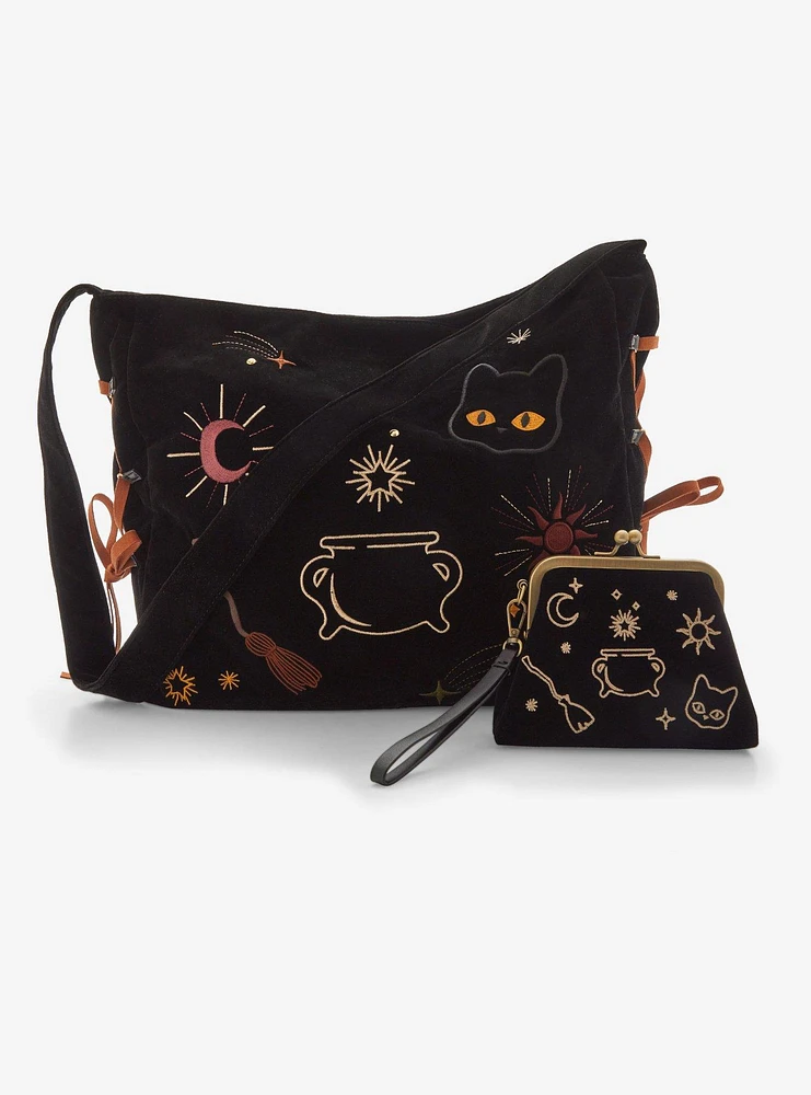 Her Universe Disney Hocus Pocus Icons Velvet Embroidered Crossbody Bag