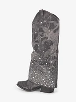 Yoki Black Wash Rhinestone Cowboy Boots