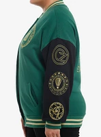 Wicked Emerald City Girls Oversized Varsity Jacket Plus