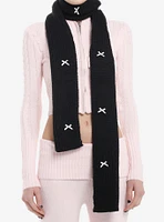 Black & Pastel Pink Bows Knit Scarf