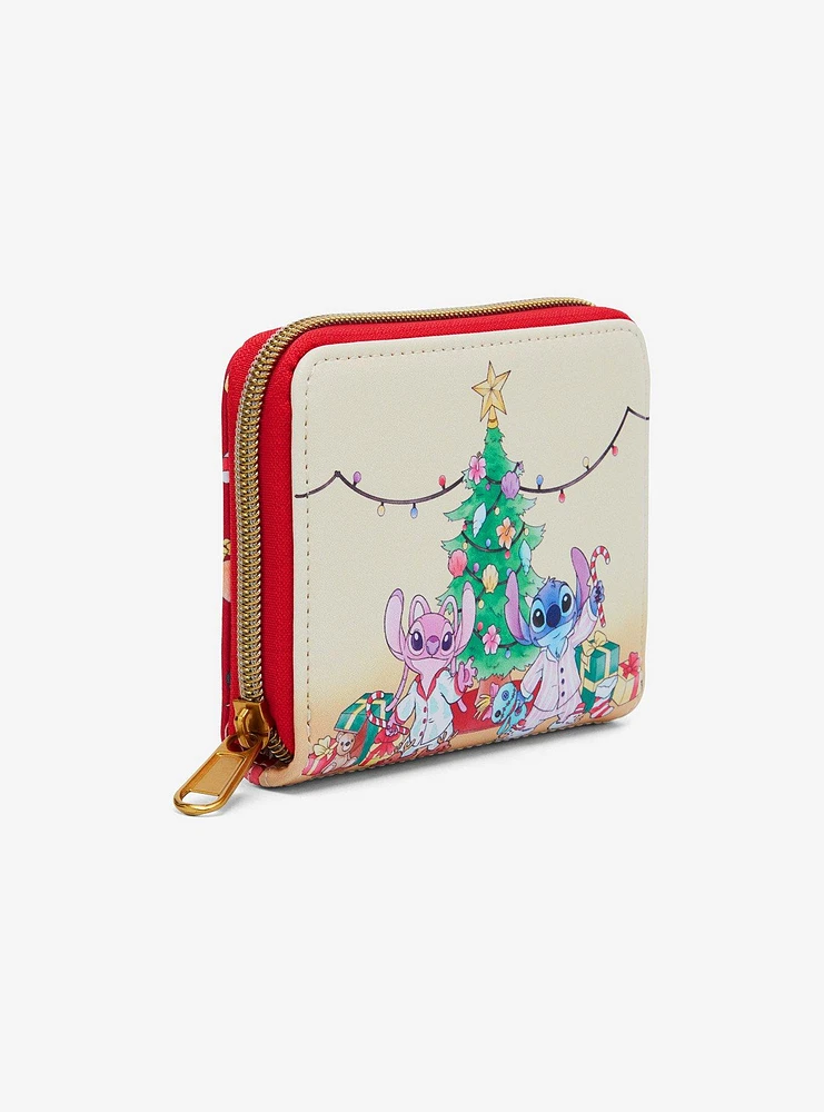 Loungefly Disney Stitch & Angel Holiday Tree Mini Zipper Wallet Hot Topic Exclusive