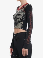 Scream Ghost Face Girls Crop Long-Sleeve Top