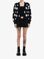 Black & White Star Fuzzy Girls Cardigan