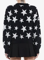 Black & White Star Fuzzy Girls Cardigan