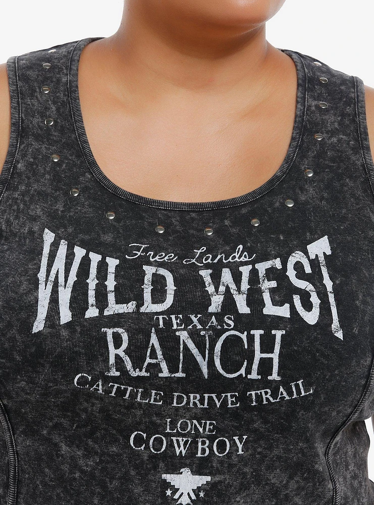 Cosmic Aura Wild West Ranch Studded Wash Girls Tank Top Plus