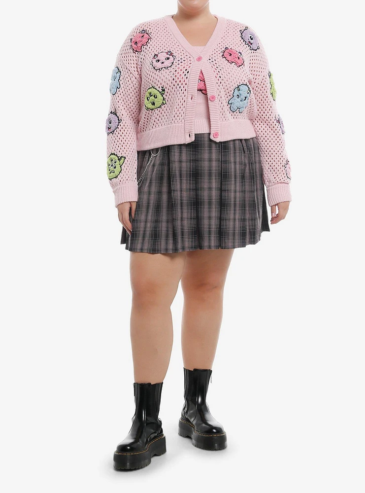 Sweet Society Fuzzy Monster Girls Cardigan & Tank Top Set Plus