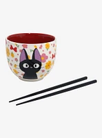 Studio Ghibli® Kiki's Delivery Service Floral Jiji Ramen Bowl with Chopsticks - BoxLunch Exclusive