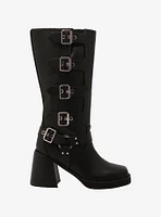 Azalea Wang Black Bronson Buckle Strap Boots