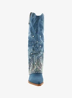 Azalea Wang Denim Bling Western Boots