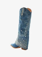 Azalea Wang Denim Bling Western Boots