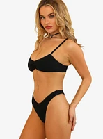 Dippin' Daisy's Britney Triangle Swim Top Black Rib