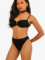 Dippin' Daisy's Seashore High Waisted Cheeky Swim Bottom Black Rib