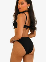 Dippin' Daisy's Seashore High Waisted Cheeky Swim Bottom Black Rib