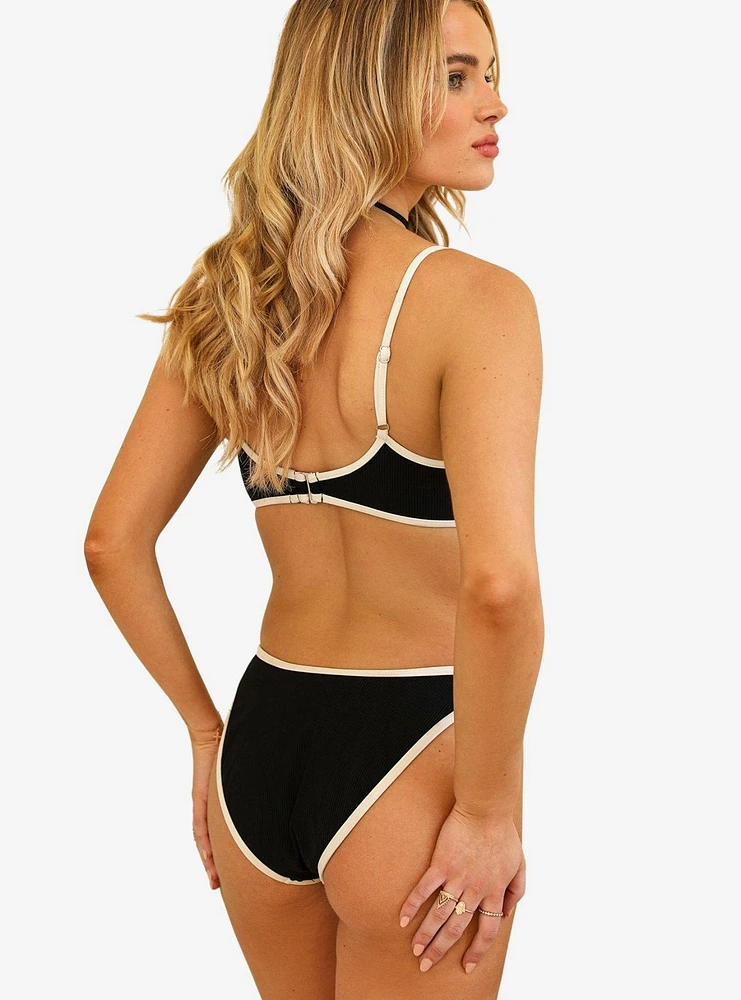 Dippin' Daisy's Glow Cheeky Swim Bottom Black Rib