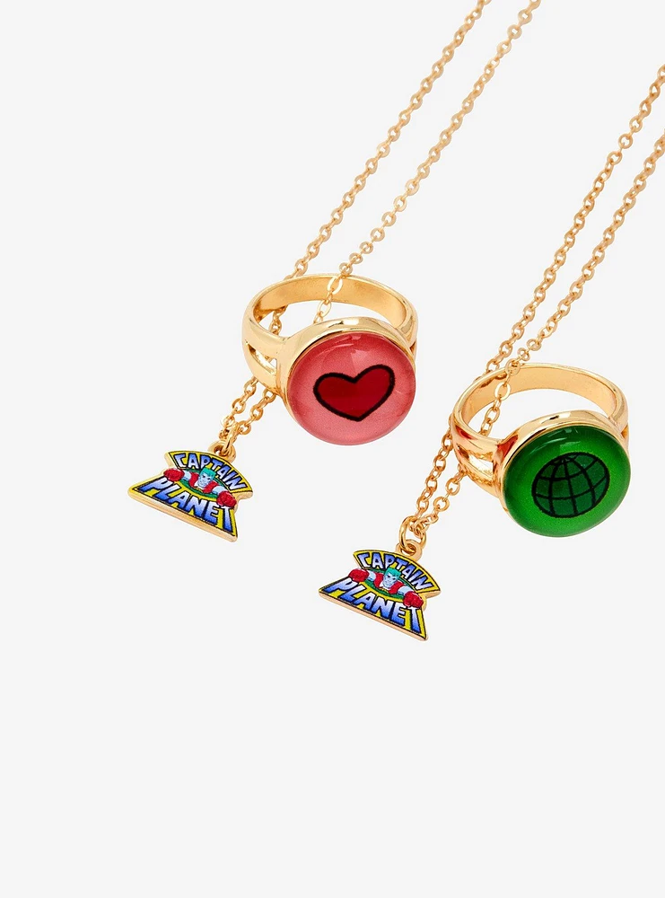 Captain Planet Ring Replica Best Friend Necklace Set