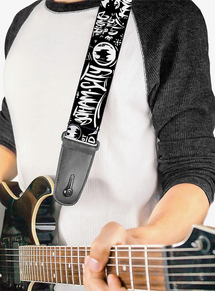 DC Comics Batman Gotham City Graffiti Collage Guitar Strap