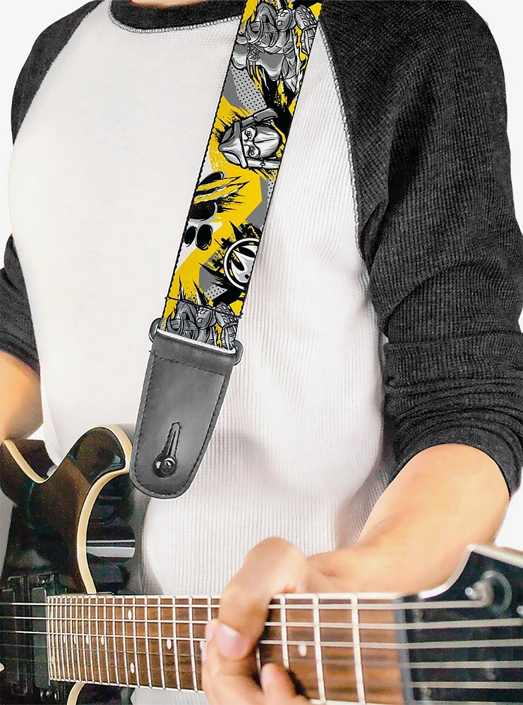 Teenage Mutant Ninja Turtles Shredder Pose and Icons Guitar Strap