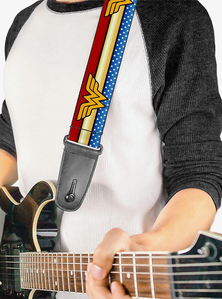 DC Comics Wonder Woman Logo Stripe Stars Guitar Strap