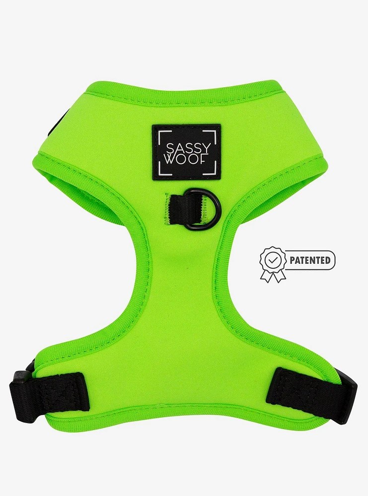 Sassy Woof Neon Green Dog Harness and Leash Bundle