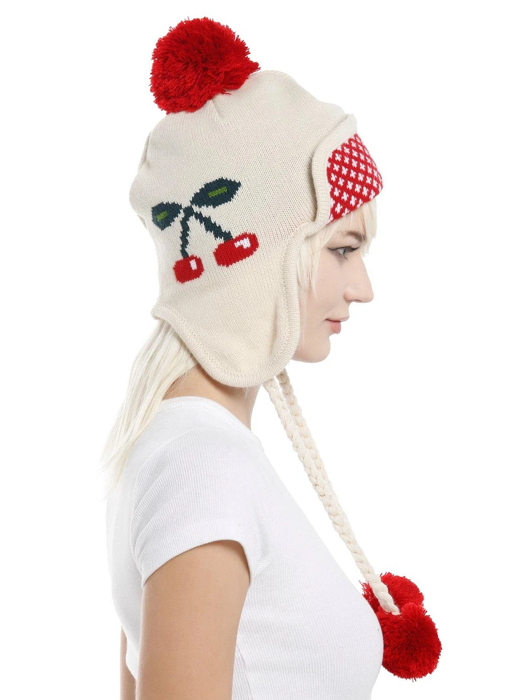 Cherry Pom Tassel Beanie