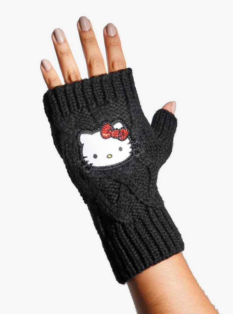 Hello Kitty Rhinestone Fingerless Gloves