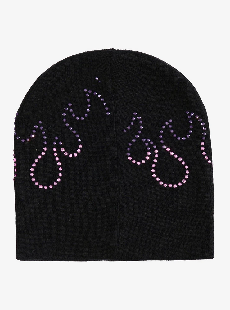 Kuromi Rhinestone Flames Beanie