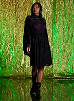 Wicked Elphaba Black Flocked Dress With Cape