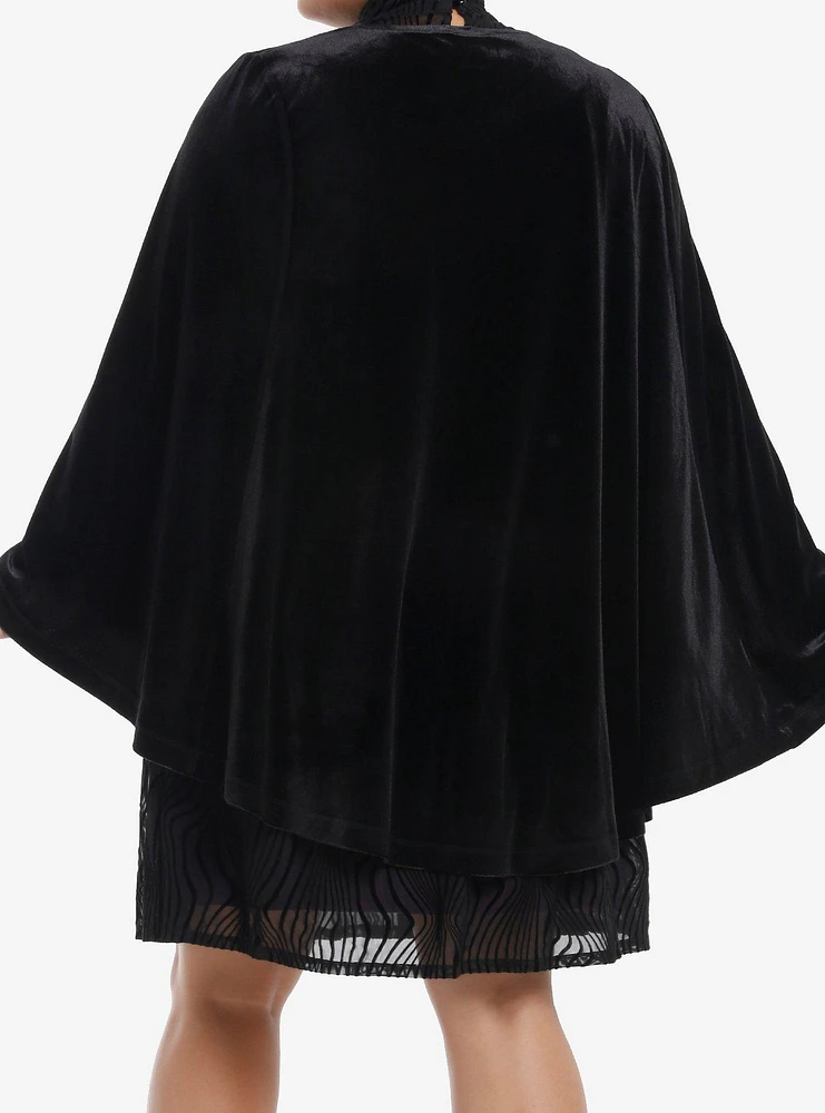 Wicked Elphaba Black Flocked Dress With Cape Plus