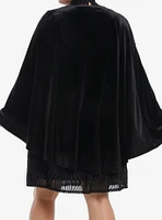 Wicked Elphaba Black Flocked Dress With Cape Plus