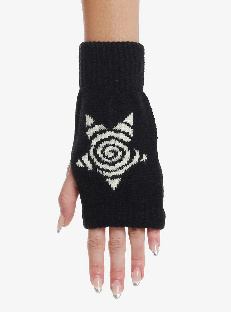 Black & White Spiral Star Fingerless Gloves